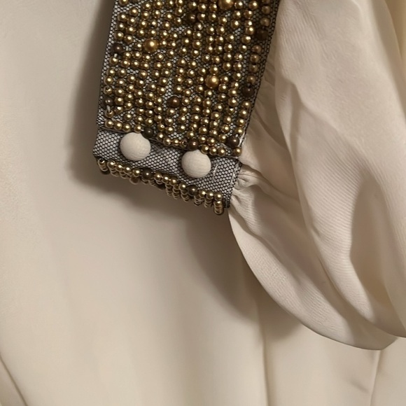 Forever 21 - COLD SHOULDER SEQUINS DETAIL CHIFFON TOP sheer mesh nude - Picture 11 of 11